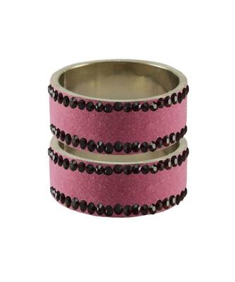 Dark pink Stone Stud Brass Bangle 1