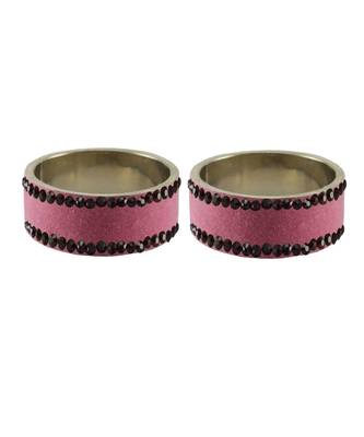 Dark pink Stone Stud Brass Bangle 2
