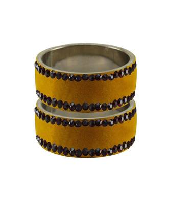 Light Brown  Stone Stud Brass Bangle 1