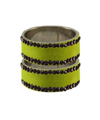 Light Green Stone Stud Brass Bangle 1