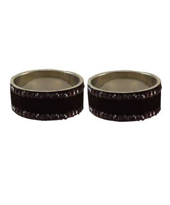 Dark Maroon  Stone Stud Brass Bangle 2