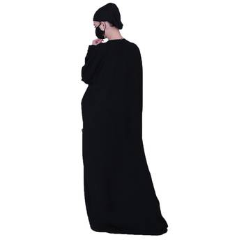 Beautiful Black Kaftan Abaya With Handwork Embellishments And A Matching Hijab. 5