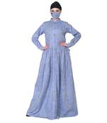 Front Open Cotton Abaya With Gathered Design at Waistline.