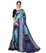 Sky blue printed taffeta saree with blouse