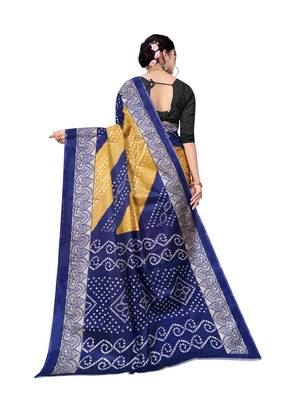Mustard printed taffeta saree with blouse 2