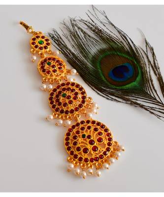 Maroon gold_plated Copper Alloy  Tikka 1