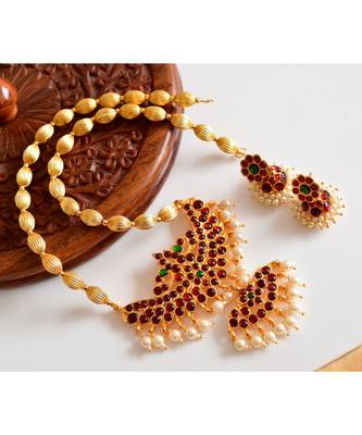 Maroon gold_plated Copper Alloy  Haar WITH earrings 1