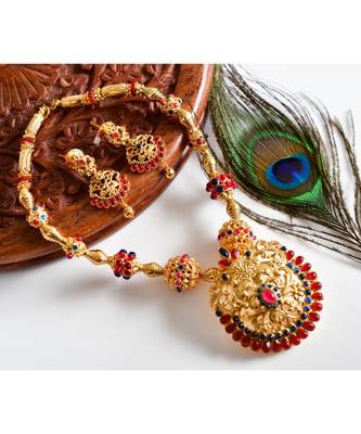 Pink gold_plated Copper Alloy  Necklace with  earrings 1