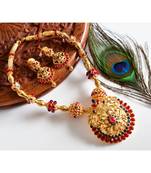 Pink gold_plated Copper Alloy  Necklace with  earrings