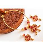 Pink gold_plated Copper Alloy  Necklace with  earrings