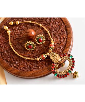 Maroon gold_plated Copper Alloy  Necklace with  earrings 1