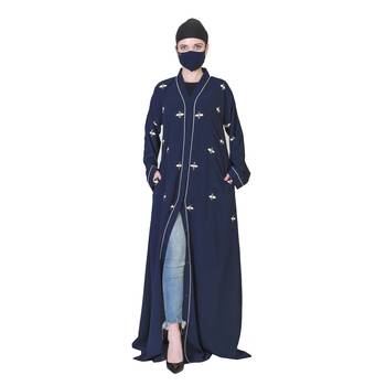 Front Open Abaya Like Dress With Handwork On Sleeves. 1