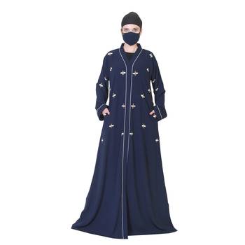 Front Open Abaya Like Dress With Handwork On Sleeves. 2