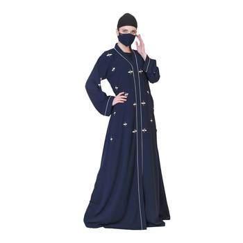 Front Open Abaya Like Dress With Handwork On Sleeves. 4