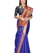 Royal blue woven art silk saree with blouse