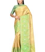 Beige woven art silk saree with blouse