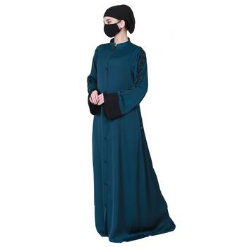 Front Open Abaya Like Dress With Stone Work On Bodice And Sleeves. 1