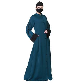 Front Open Abaya Like Dress With Stone Work On Bodice And Sleeves. 2