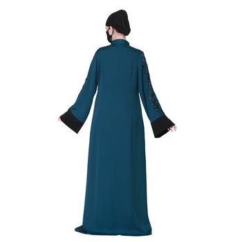 Front Open Abaya Like Dress With Stone Work On Bodice And Sleeves. 6