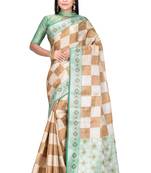 Beige woven art silk saree with blouse