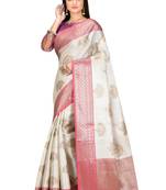 Silver woven art silk saree with blouse