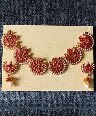 Gold Plated  colourful stoneTraditional Choker Necklace Set For Women 1