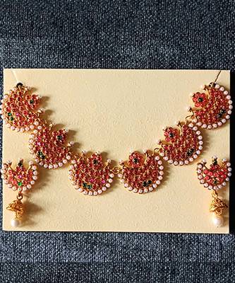 Gold Plated  colourful stoneTraditional Choker Necklace Set For Women 1