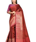 Maroon woven art silk saree with blouse