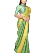 Green woven art silk saree with blouse