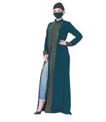 Front Open Abaya Like Dress With Stone Work On Bodice And Sleeves.