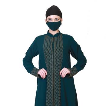 Front Open Abaya Like Dress With Stone Work On Bodice And Sleeves. 4