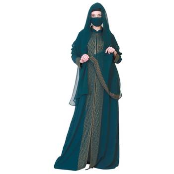 Front Open Abaya Like Dress With Stone Work On Bodice And Sleeves. 5