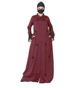 Front Open Abaya Like Dress With Handwork On Bodice And Organza Sleeves.