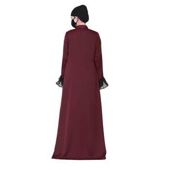 Front Open Abaya Like Dress With Handwork On Bodice And Organza Sleeves. 6