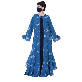 Three Pieces Set Of An Inner Abaya, A Printed Designer Shrug And A Matching Hijab 1
