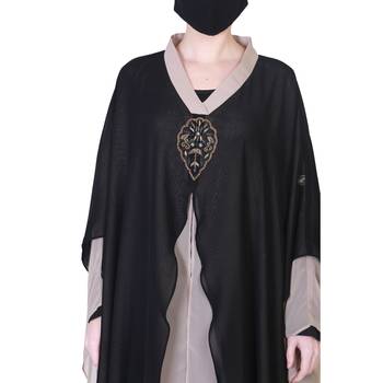 Three Pieces Set Of An Inner Abaya, A Dual Layered Shrug And A Matching Hijab 2