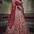 Red zari and thread embroidered net semi stitched wedding lehenga