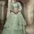 Sea-green zari and sequins embroidered net semi stitched lehenga