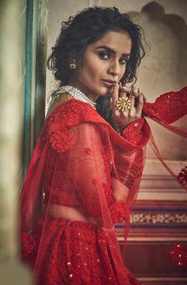 Red Zarkan And Dori Embroidered Net Designer Lehenga Choli 4