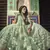 Sea Green Thread Embroidered Net Semi Stitched bridal lehenga