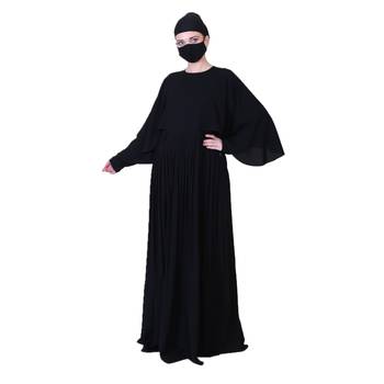 Elegant Dress With Metallic Belt And A Matching Hijab. 3
