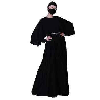 Elegant Dress With Metallic Belt And A Matching Hijab. 4