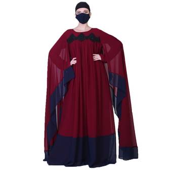 Latest Design Of Dual Color Dress With Lacework And A Matching Hijab 1
