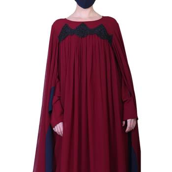 Latest Design Of Dual Color Dress With Lacework And A Matching Hijab 2