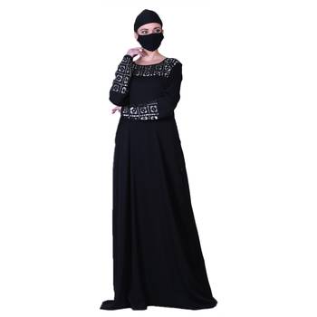 A Line Abaya With Golden Gota Patti Work. Comes With A Matching Hijab. 1