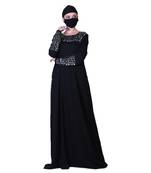A Line Abaya With Golden Gota Patti Work. Comes With A Matching Hijab.