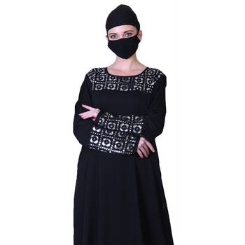 A Line Abaya With Golden Gota Patti Work. Comes With A Matching Hijab. 2