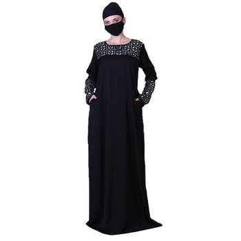 A Line Abaya With Golden Gota Patti Work. Comes With A Matching Hijab. 3