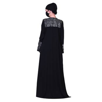 A Line Abaya With Golden Gota Patti Work. Comes With A Matching Hijab. 5
