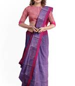 purple woven cotton saree with blouse